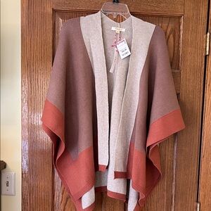 Colorblock Open Front Poncho